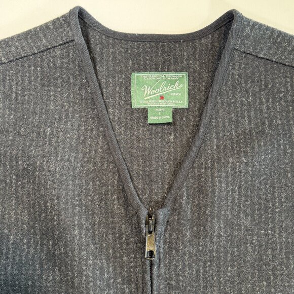 Vintage WOOLRICH Full-zip Wool Utility Pinstripe Gray Vest Large - Picture 3 of 11